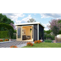 Abri de jardin 9,55m² Radeburg 1 en bois gris 40mm - Karibu