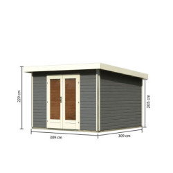 Abri de jardin 9,55m² Radeburg 1 en bois gris 40mm - Karibu