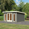 Abri de jardin 13,60m² Radeburg 3 en bois gris40mm - Karibu