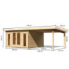 Abri 13,60m² Radeburg 3 en bois 40mm - appentis 330cm - Karibu