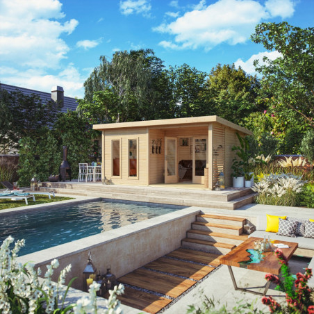 Abri de jardin 18,78m² Radeburg 5 en bois brut 40mm - Karibu