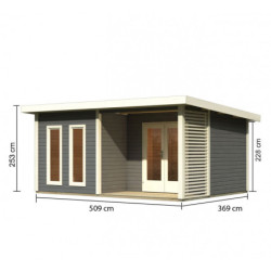 Abri de jardin 18,78m² Radeburg 5 en bois gris 40mm - Karibu