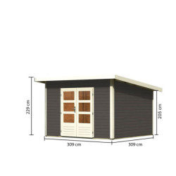 Abri de jardin 9,55m² Notheim 3 en bois gris 40mm - WoodFeeling