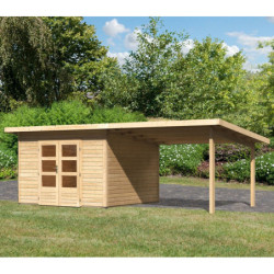 Abri 9,55m² Notheim 3 en bois brut 40mm et appentis - WoodFeeling