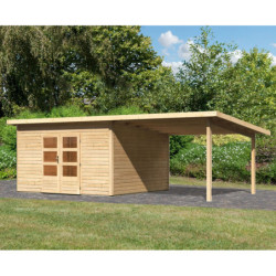 Abri 13,60m² Notheim 5 en bois brut 40mm et appentis WoodFeeling