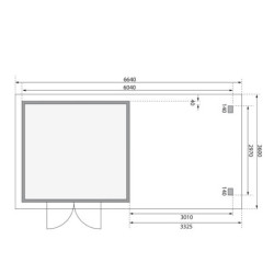 Abri 9,55m² Notheim 3 brut 40mm avec appentis+paroi - WoodFeeling