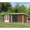 Abri 9,55m² Notheim 3 gris 40mm avec appentis+paroi WoodFeeling