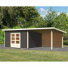 Abri 13,60m² Notheim 5 gris 40mm avec appentis+paroi WoodFeeling