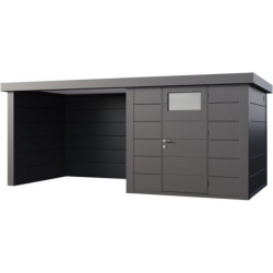 Abri en acier anthracite 12,5m² avec extension Telluria Eleganto
