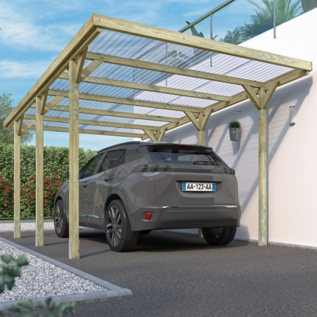 Carport en bois autoclave - 15,6m² - toit en PVC - Jean - Gorest Style