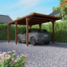 Carport en bois PEFC autoclave marron - 1 voiture 16,5m² - Victor