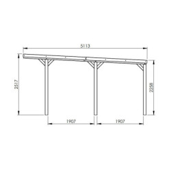 Carport en bois PEFC autoclave marron - 1 voiture 16,5m² - Victor