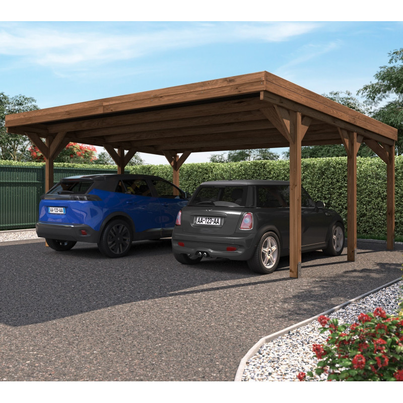 Carport double 30,7m² en bois traité autoclave Victor - Forest Style