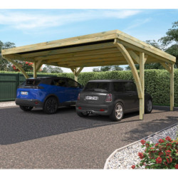 Carport double 30,9m² en bois autoclave Victor modern - Forest Style