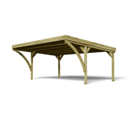 Carport double 30,9m² en bois autoclave Victor modern - Forest Style