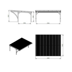 Carport double 30,9m² en bois autoclave Victor modern - Forest Style