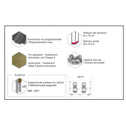 Carport double 30,9m² en bois autoclave Victor modern - Forest Style
