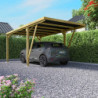 Carport en bois PEFC autoclave vert - 1 voiture 16,5m² - Victor Modern