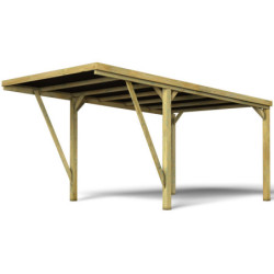 Carport en bois PEFC autoclave vert - 1 voiture 16,5m² - Victor Modern