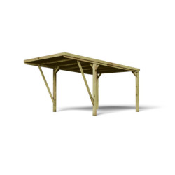 Carport en bois PEFC autoclave vert - 1 voiture 16,5m² - Victor Modern