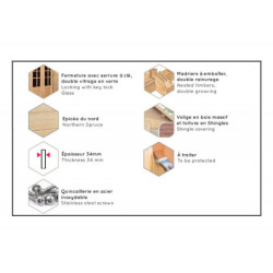 Abri de jardin Elista en bois brut 34mm - Forest Style