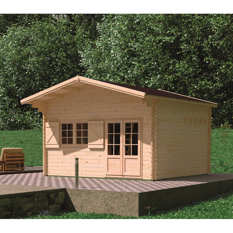 Abri de jardin en bois brut 44mm avec mezzanine Jasmin - Forest Style