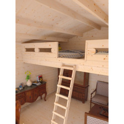 Abri de jardin en bois brut 44mm avec mezzanine Jasmin - Forest Style