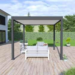 Pergola bioclimatique alu anthracite et lames blanches 3x4m Ombrea