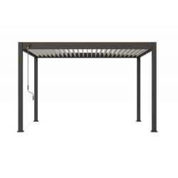 Pergola bioclimatique alu anthracite et lames blanches 3x4m Ombrea
