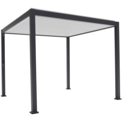 Pergola bioclimatique alu anthracite et lames blanches 3x4m Ombrea