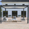 Pergola bioclimatique alu anthracite et lames blanches 3x4m Ombrea