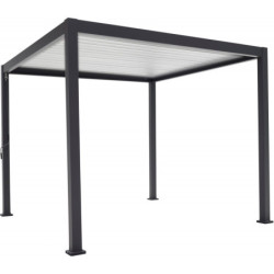 Pergola bioclimatique alu anthracite et lames blanches 3x4m Ombrea