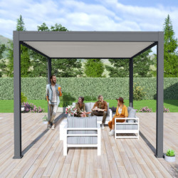Pergola bioclimatique alu anthracite et lames blanches 3x4m Ombrea
