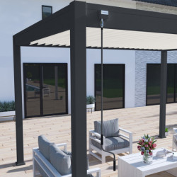 Pergola bioclimatique alu anthracite et lames blanches 3x4m Ombrea
