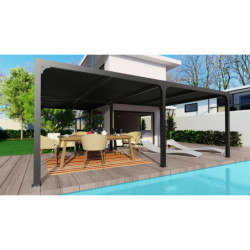Pergola bioclimatique 32,63m² alu + toit avec lames ovales HABRITA