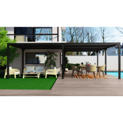 Pergola bioclimatique 32,63m² alu + toit avec lames ovales HABRITA
