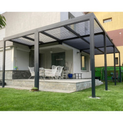 Pergola bioclimatique 32,63m² alu + toit avec lames ovales HABRITA