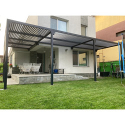 Pergola bioclimatique 32,63m² alu + toit avec lames ovales HABRITA