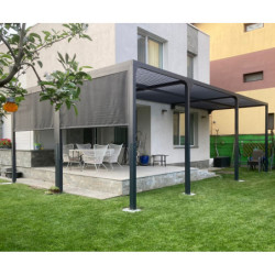 Pergola bioclimatique 32,63m² alu + toit avec lames ovales HABRITA