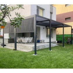 Pergola bioclimatique 32,63m² alu + toit avec lames ovales HABRITA