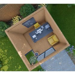 Bureau de jardin traité et teinté 8,88m² madriers 40mm - Gardy Shelter