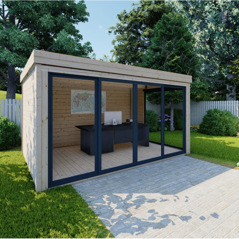 Bureau de jardin - madriers 40mm - surface 11,8m² - Gardy Shelter