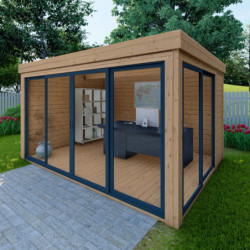 Bureau de jardin traité 11,8m² - madriers 40mm - Gardy Shelter