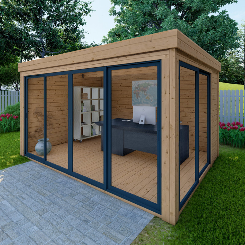 Bureau de jardin traité 11,8m² - madriers 40mm - Gardy Shelter