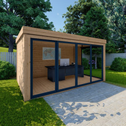 Bureau de jardin traité 11,8m² - madriers 40mm - Gardy Shelter