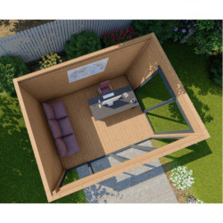 Bureau de jardin traité 11,8m² - madriers 40mm - Gardy Shelter