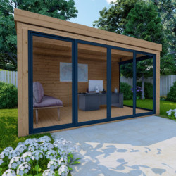 Bureau de jardin traité 11,8m² - madriers 40mm - Gardy Shelter