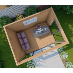 Bureau de jardin traité 11,8m² - madriers 40mm - Gardy Shelter