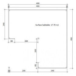 Bureau de jardin - madriers 40mm - surface 18,6m² - Gardy Shelter