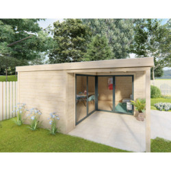 Bureau de jardin - madriers 40mm - surface 18,6m² - Gardy Shelter